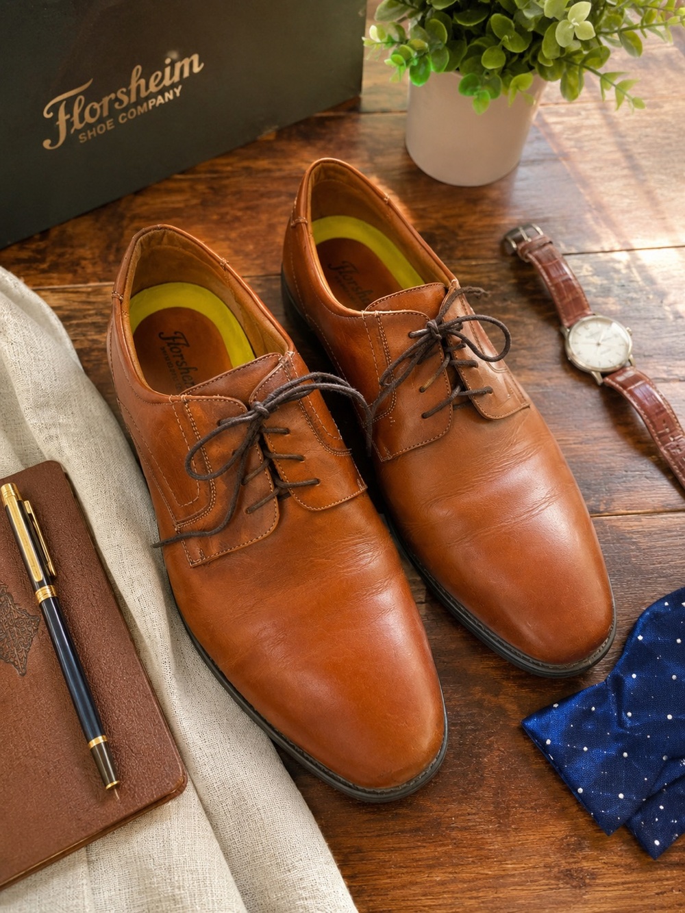 Florsheim Cognac Leather Oxford Dress Shoes Size 15D Classic‎ Business Casual